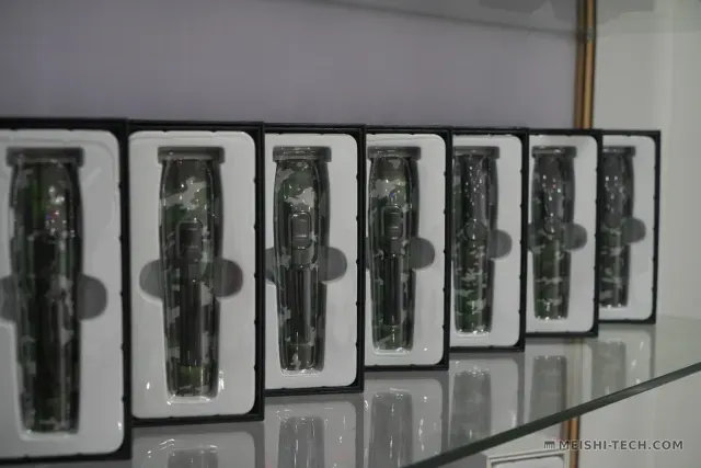 Private label cordless trimmers in retail packaging on display